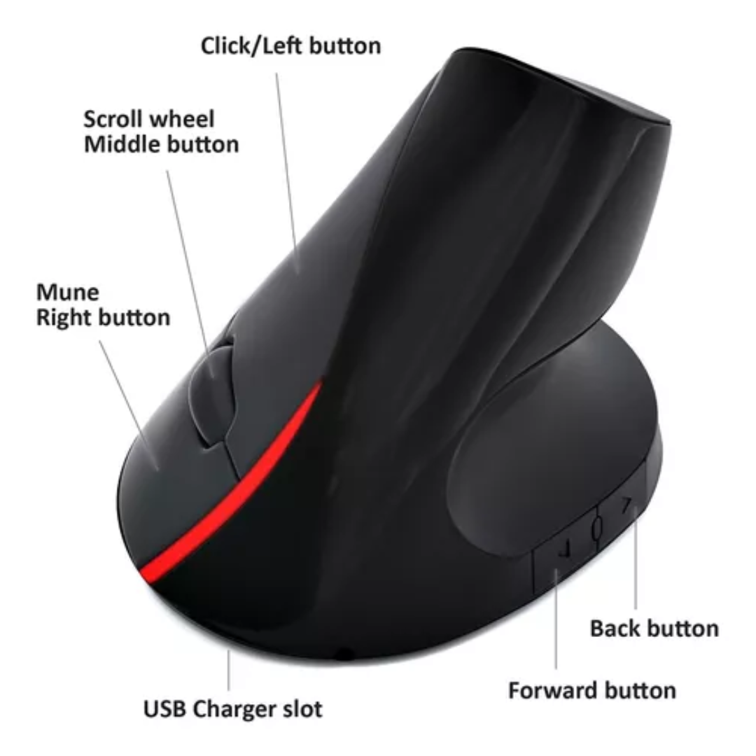 MOUSE INALÁMBRICO VERTICAL NEGRO - InnovatecJDSM
