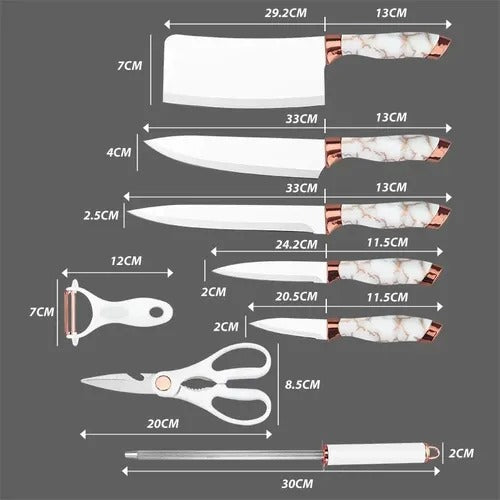 SET DE CUCHILLOS PROFESIONAL CON BASE GIRATORIA - 8 PIEZAS ACERO INOXIDABLE - InnovatecJDSM