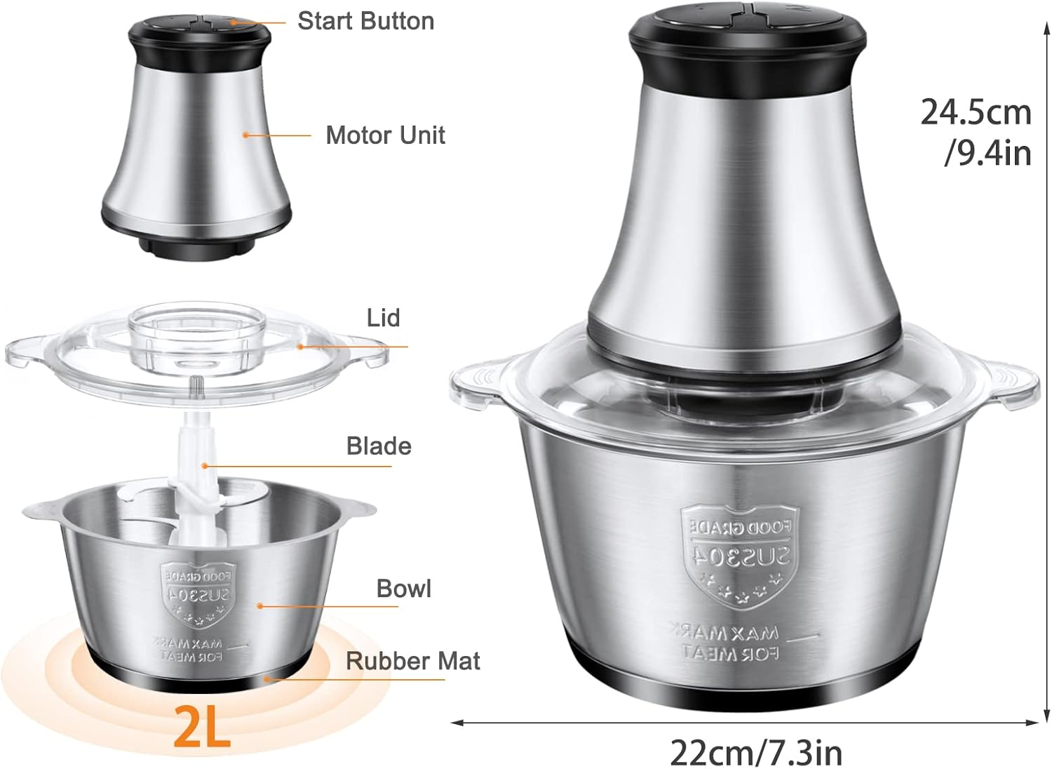 MOLINO PARA CARNE ELECTRICO 2 LITROS - InnovatecJDSM