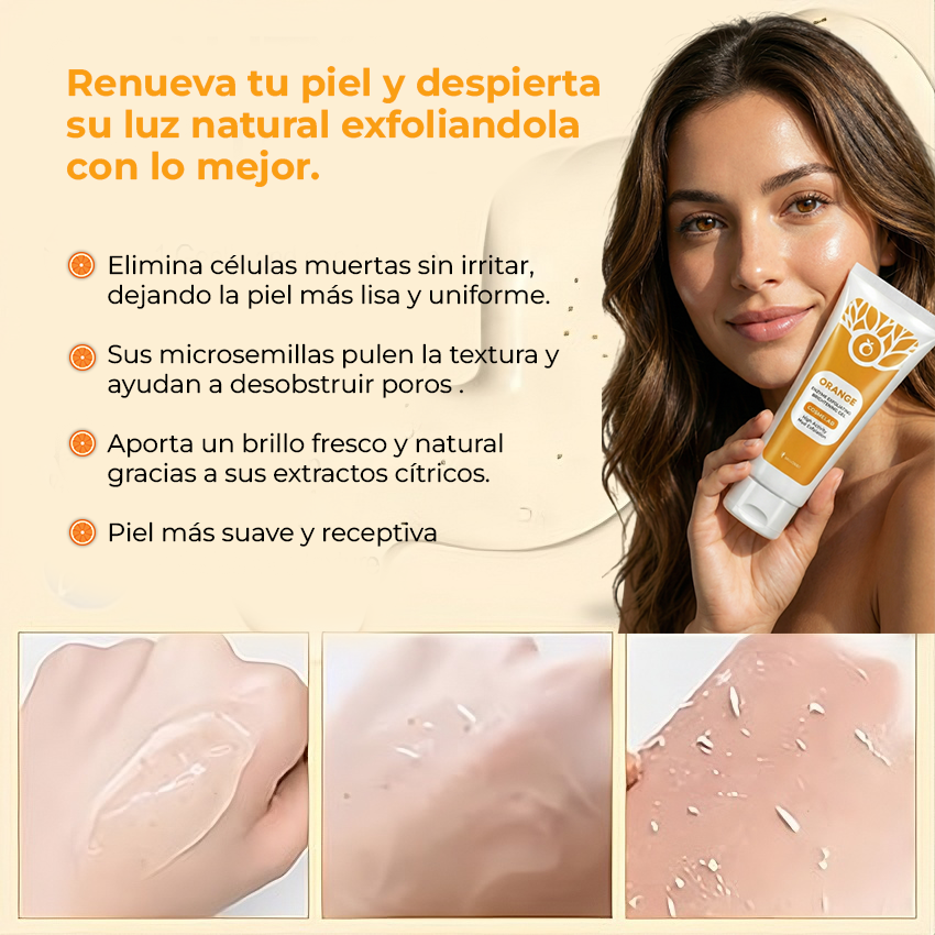 GEL EXFOLIANTE ENZIMÁTICO DE NARANJA CON MICROSEMILLAS | PIEL SUAVE Y LUMINOSA