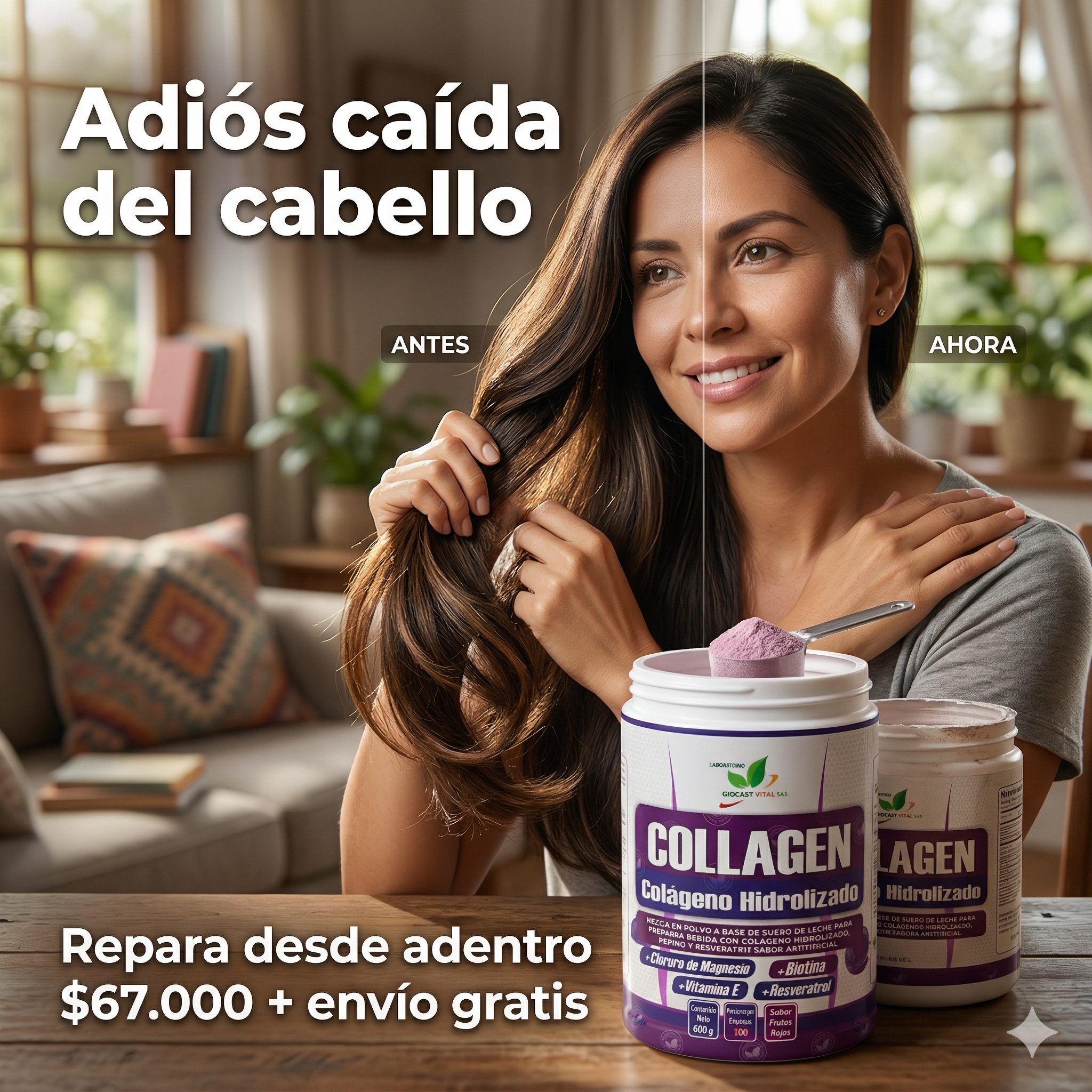 Collagen 600g – Suplemento Anti-Edad con Colágeno Hidrolizado, Biotina y Vitamina E