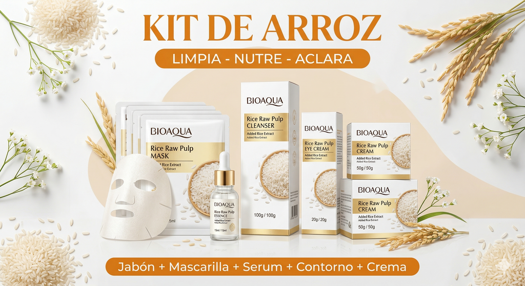Set Facial Completo De Arroz X5 Para Piel Radiante