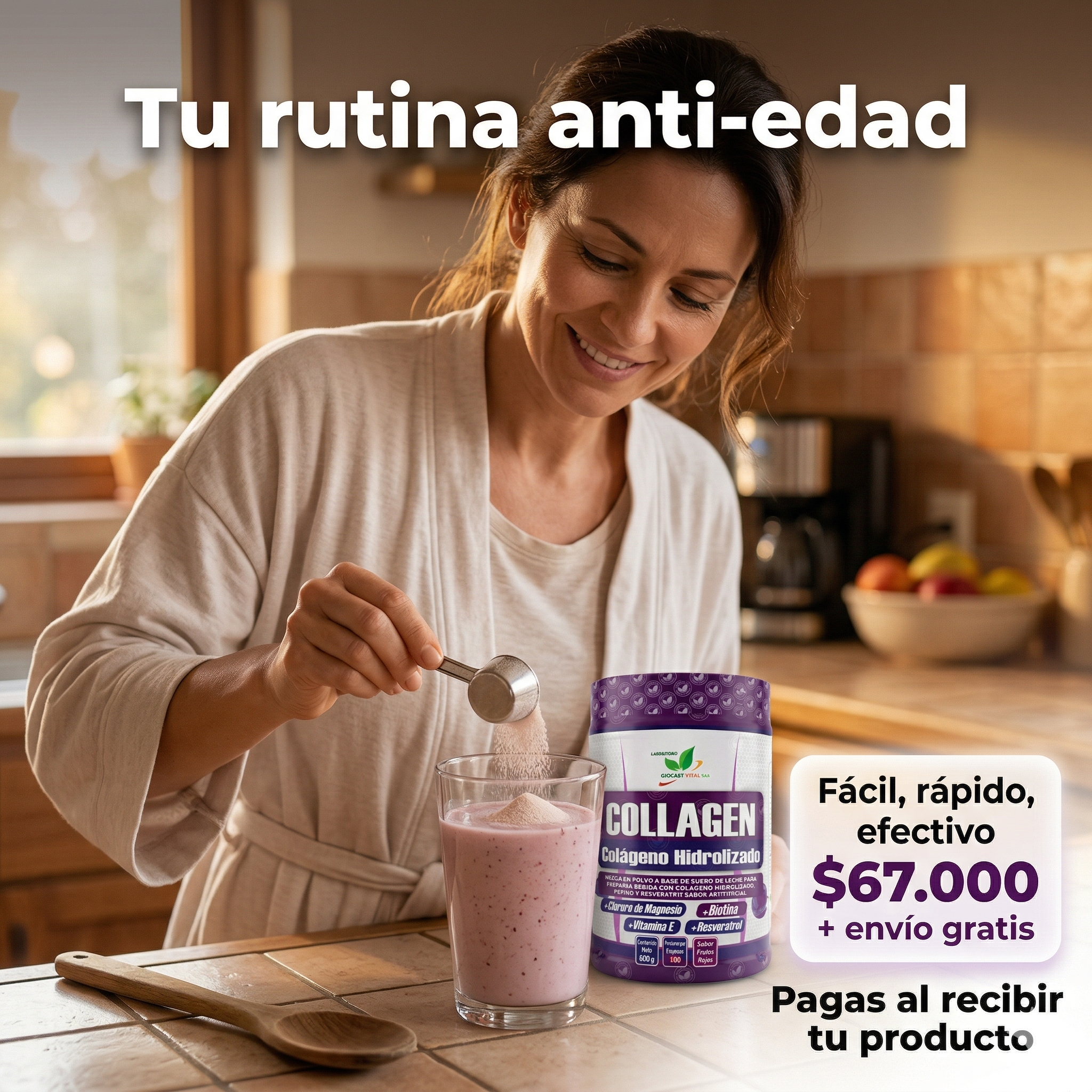 Collagen 600g – Suplemento Anti-Edad con Colágeno Hidrolizado, Biotina y Vitamina E