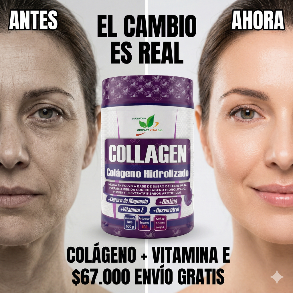 Collagen 600g – Suplemento Anti-Edad con Colágeno Hidrolizado, Biotina y Vitamina E