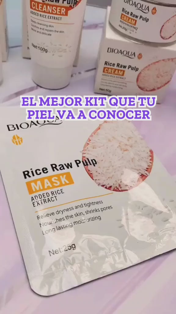 Set Facial Completo De Arroz X5 Para Piel Radiante